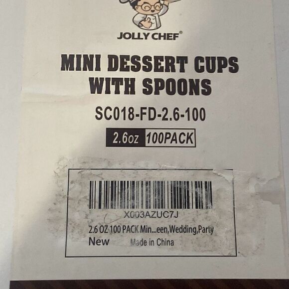Jolly Chef Clear Plastic MINI Dessert Cups & Spoons 2.6 oz 100 Pack Fully Sealed - Picture 2 of 6